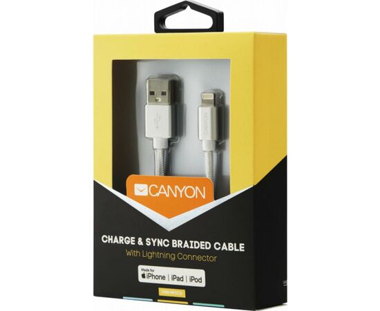 Дата кабель USB 2.0 AM to Lightning 1.0m MFI Pearl White Canyon (CNS-MFIC3PW), изображение 5 Дата кабель USB 2.0 AM to Lightning 1.0m MFI Pearl White Canyon (CNS-MFIC3PW), изображение 5
