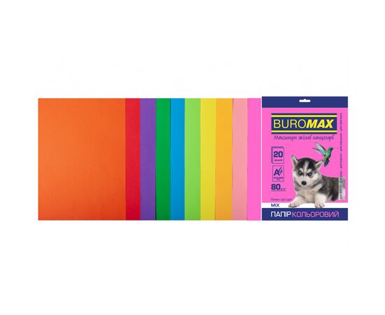 Папір Buromax А4, 80g, NEON+INTENSIVE, 10colors, 20sh (BM.2721820-99)