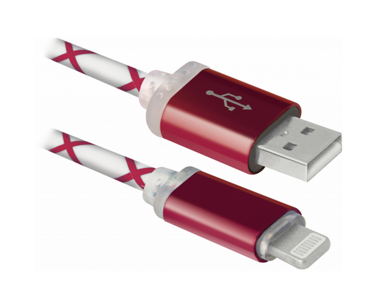 Дата кабель USB 2.0 AM to Lightning 1.0m ACH03-03LT RedLED backlight Defender (87552)