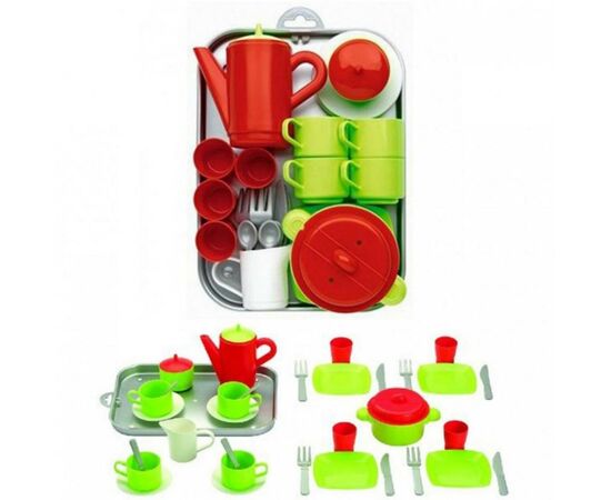 Игровой набор Ecoiffier Chef-Cook с посудой и подносом 32 аксессуара (000972), изображение 2 Игровой набор Ecoiffier Chef-Cook с посудой и подносом 32 аксессуара (000972), изображение 2