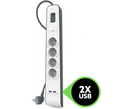 Сетевой фильтр питания Belkin BSV401vf2M, изображение 4 Сетевой фильтр питания Belkin BSV401vf2M, изображение 4