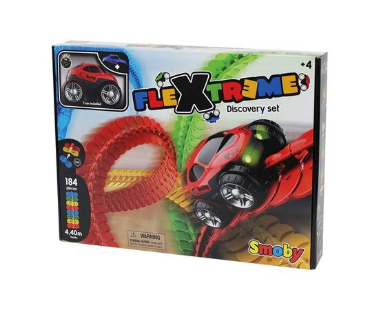 Автотрек Smoby Флекстрим с машинкой со световыми эффектами 184 элемента 440 (180902)