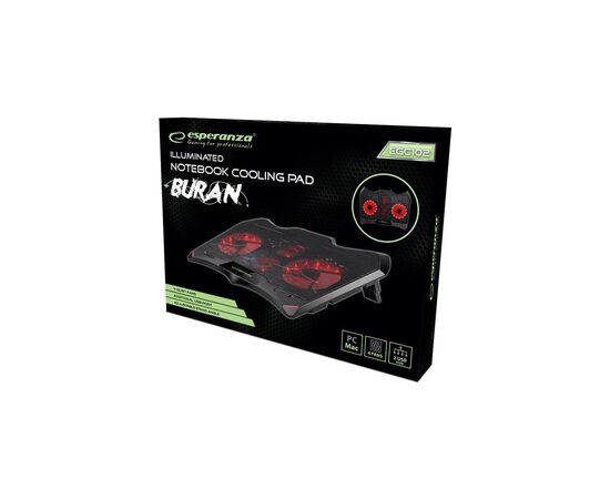 Подставка для ноутбука Esperanza Gaming Notebook Cooling Pad BURAN (EGC102), изображение 4 Подставка для ноутбука Esperanza Gaming Notebook Cooling Pad BURAN (EGC102), изображение 4