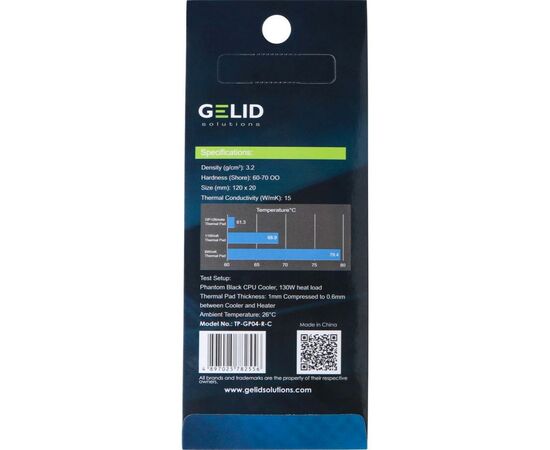 Термопрокладка Gelid Solutions 15W/mK 120x20x1.0 mm (TP-GP04-R-B), зображення 3 Термопрокладка Gelid Solutions 15W/mK 120x20x1.0 mm (TP-GP04-R-B), зображення 3