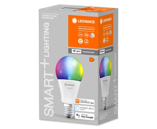 Умная лампочка LEDVANCE avto SMART+ Classic A 75 E27 MULTICOLOR 9,5W (1055Lm) 2700-6500K (4058075485457), изображение 5 Умная лампочка LEDVANCE avto SMART+ Classic A 75 E27 MULTICOLOR 9,5W (1055Lm) 2700-6500K (4058075485457), изображение 5