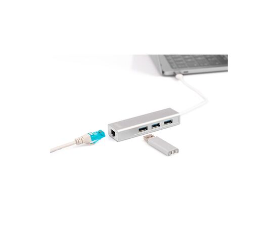 Концентратор Digitus USB-C - USB 3.0 3 Port Hub + Gigabit Ethernet (DA-70255), изображение 4 Концентратор Digitus USB-C - USB 3.0 3 Port Hub + Gigabit Ethernet (DA-70255), изображение 4