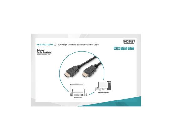 Кабель мультимедийный HDMI to HDMI 1.0m UHD 4K Digitus (AK-330107-010-S), изображение 4