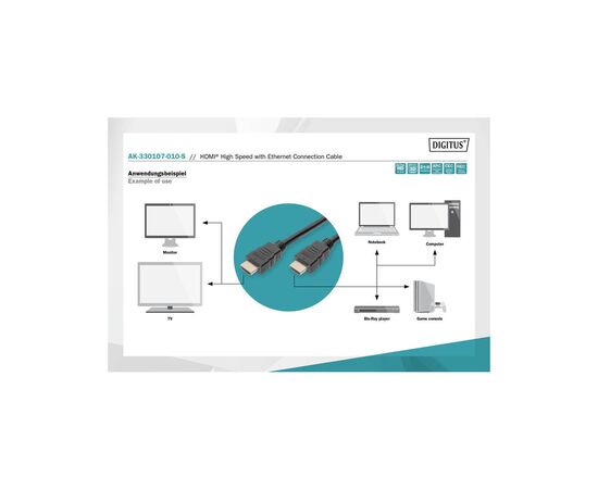 Кабель мультимедийный HDMI to HDMI 1.0m UHD 4K Digitus (AK-330107-010-S), изображение 5