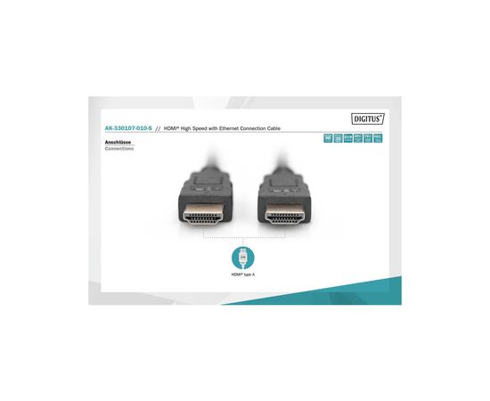 Кабель мультимедийный HDMI to HDMI 1.0m UHD 4K Digitus (AK-330107-010-S), изображение 6