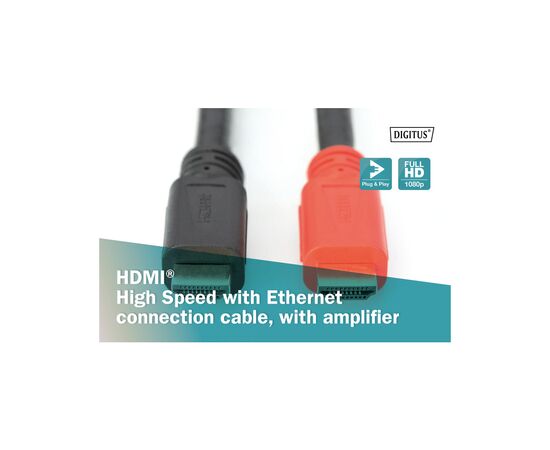 Кабель мультимедийный HDMI to HDMI 10.0m UHD 4K Amplifier Digitus (AK-330118-100-S), изображение 6 Кабель мультимедийный HDMI to HDMI 10.0m UHD 4K Amplifier Digitus (AK-330118-100-S), изображение 6