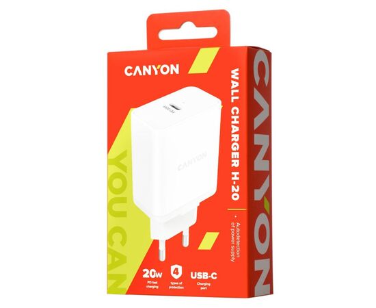 Зарядное устройство Canyon PD 20W/QC3.0 18W WALL Charger with 1-USB A+ 1-USB-C (CNE-CHA20W03), изображение 4 Зарядное устройство Canyon PD 20W/QC3.0 18W WALL Charger with 1-USB A+ 1-USB-C (CNE-CHA20W03), изображение 4