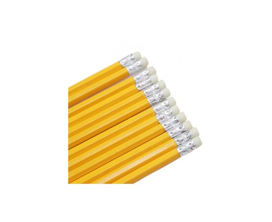 Карандаш графитный H-Tone НВ, с резинкой, желтый, уп. 12 шт (PENCIL-HT-JJ30105B), изображение 2 Карандаш графитный H-Tone НВ, с резинкой, желтый, уп. 12 шт (PENCIL-HT-JJ30105B), изображение 2