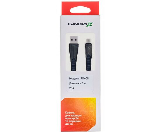 Дата кабель USB 2.0 AM to Micro 5P 1.0m black Grand-X (FM09), зображення 3 Дата кабель USB 2.0 AM to Micro 5P 1.0m black Grand-X (FM09), зображення 3