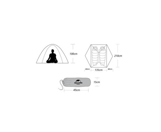 Палатка Naturehike Mongar NH17T007-M 20D Grey (6927595708071), изображение 4 Палатка Naturehike Mongar NH17T007-M 20D Grey (6927595708071), изображение 4