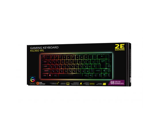 Клавиатура 2E GAMING KG360 RGB 68key Wireless Black (2E-KG360UBK), изображение 6 Клавиатура 2E GAMING KG360 RGB 68key Wireless Black (2E-KG360UBK), изображение 6