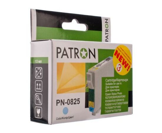 Картридж Patron для EPSON R270/290/390/RX590 LIGHT CYAN (PN-0825) (CI-EPS-T08154-LC3-PN)