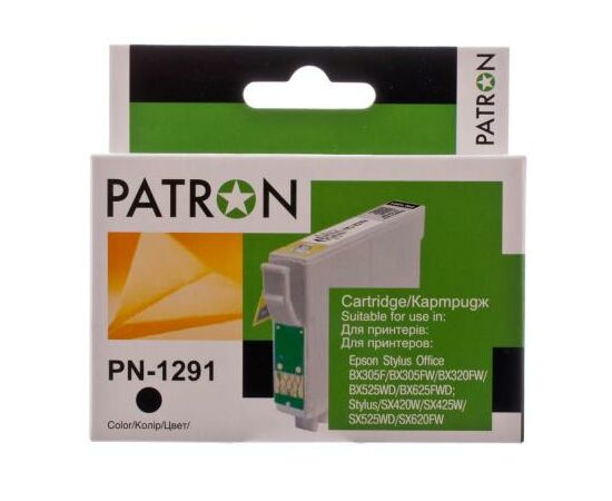 Картридж Patron EPSON BX305F/320/525/625,SX420/425/525/535/620 BLACK (T1291) (PN-1291), зображення 2 Картридж Patron EPSON BX305F/320/525/625,SX420/425/525/535/620 BLACK (T1291) (PN-1291), зображення 2