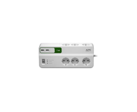 Сетевой фильтр питания APC Essential SurgeArrest 6 outlets + 2 USB (5V, 2.4A) port (PM6U-RS)