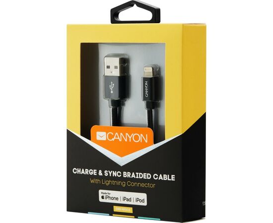 Дата кабель USB 2.0 AM to Lightning 1.0m MFI Black Canyon (CNS-MFIC3B), изображение 5 Дата кабель USB 2.0 AM to Lightning 1.0m MFI Black Canyon (CNS-MFIC3B), изображение 5