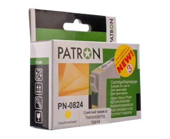 Картридж Patron для EPSON R270/290/390/RX590 YELLOW (PN-0824) (CI-EPS-T08144-Y3-PN)