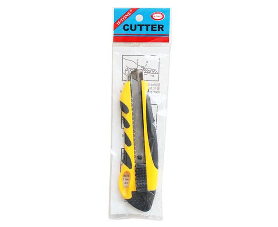 Нож канцелярский H-Tone 18 мм желтый с резиновыми вставками (KNIFE-HT-JJ40607-18), изображение 2