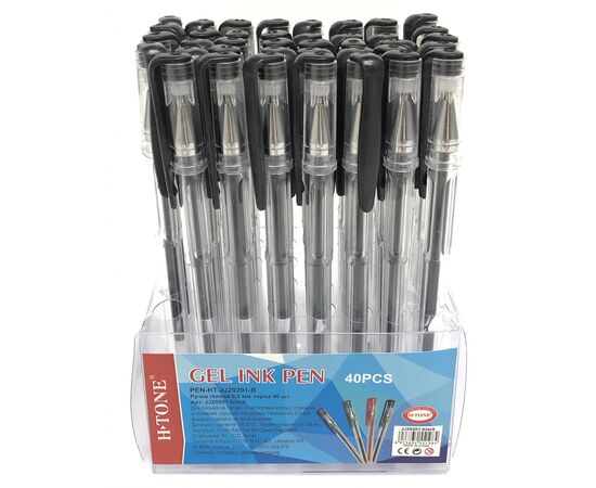 Ручка гелевая H-Tone 0,5мм, черная, уп. 40 шт. (PEN-HT-JJ20201-B), изображение 2 Ручка гелевая H-Tone 0,5мм, черная, уп. 40 шт. (PEN-HT-JJ20201-B), изображение 2