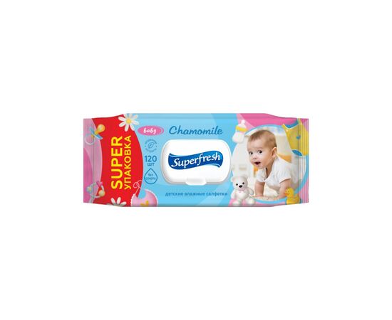Дитячі вологі серветки Superfresh Baby Chamomile з клапаном 120 шт (42105632)