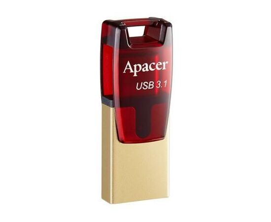 USB флеш накопитель Apacer 64GB AH180 Red Type-C Dual USB 3.1 (AP64GAH180R-1), изображение 2
