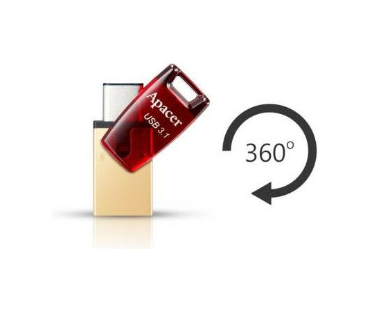 USB флеш накопитель Apacer 64GB AH180 Red Type-C Dual USB 3.1 (AP64GAH180R-1), изображение 5