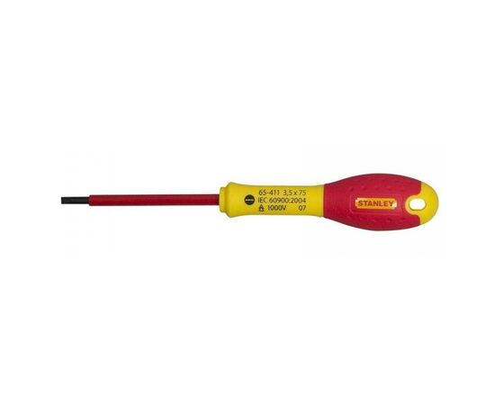 Викрутка Stanley FatMax, шліцьова, SL 3.5х75мм, 1000 В (0-65-411)