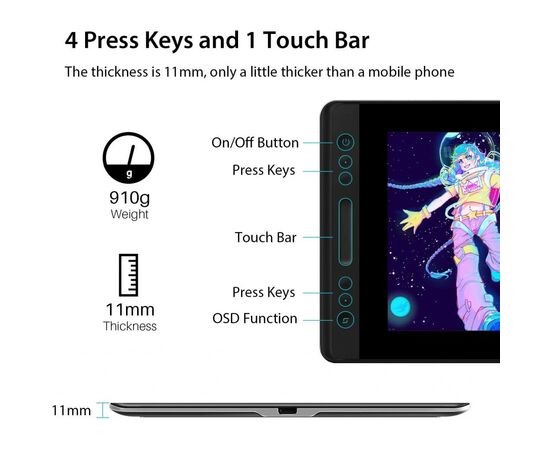 Планшет-монітор Huion Kamvas 13 (GS1331), зображення 6 Планшет-монітор Huion Kamvas 13 (GS1331), зображення 6