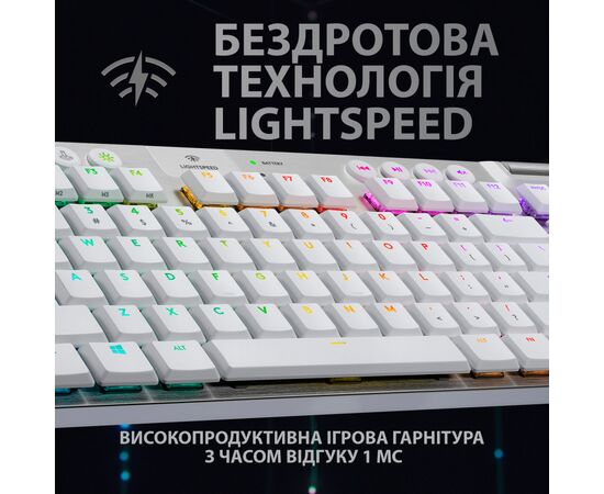 Клавиатура Logitech G915 TKL Lightspeed Wireless RGB Mechanical White (920-009664), изображение 2 Клавиатура Logitech G915 TKL Lightspeed Wireless RGB Mechanical White (920-009664), изображение 2