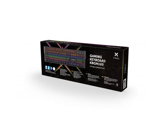 Клавиатура Vinga KBGM160 LED Outemu Blue USB Black (KBGM160 Black), изображение 5 Клавиатура Vinga KBGM160 LED Outemu Blue USB Black (KBGM160 Black), изображение 5