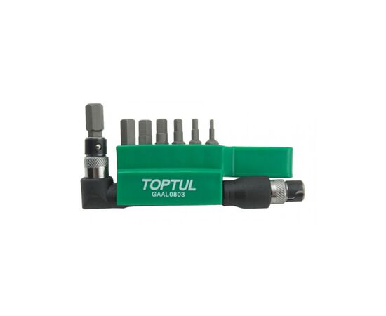 Набір біт Toptul с Г-обр. перехідником 1/4" HEX 2-8мм 8од. (GAAL0803)