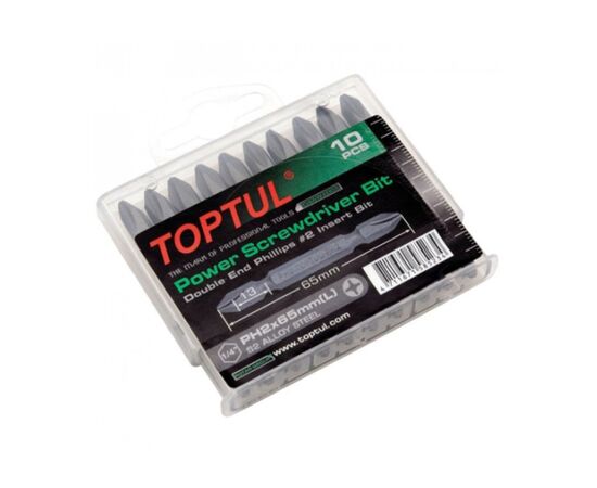 Набор бит Toptul двухсторонних 1/4" PH2х65мм 10шт. (GAAW1001)