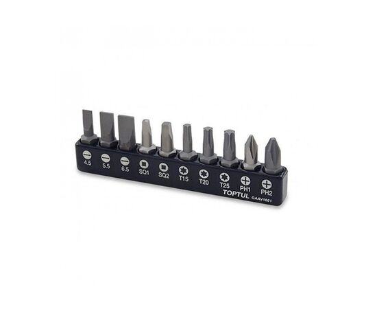 Набор бит Toptul для шуруповерта 1/4" 10ед. (PH,SL,Torx,SQ) (GAAV1001)