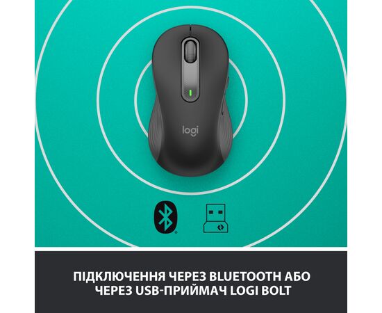 Мышка Logitech Signature M650 L Wireless LEFT Graphite (910-006239), изображение 5 Мышка Logitech Signature M650 L Wireless LEFT Graphite (910-006239), изображение 5
