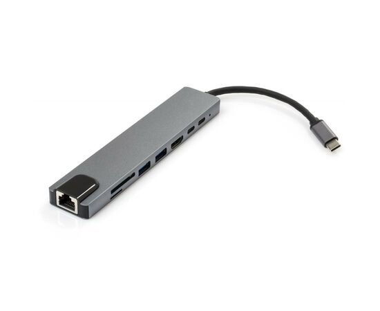 Концентратор Vinga Type-C to 4K HDMI+2*USB3.0+GigabitLAN+SD+2*PD aluminium (VCPATC2U3CRLNHIPDGR), изображение 2 Концентратор Vinga Type-C to 4K HDMI+2*USB3.0+GigabitLAN+SD+2*PD aluminium (VCPATC2U3CRLNHIPDGR), изображение 2