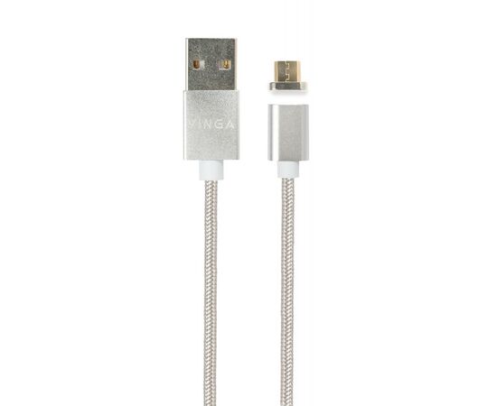 Дата кабель USB 2.0 AM to Micro 5P 1.0m Magnetic Vinga (VCPDCMMAG1S), зображення 2