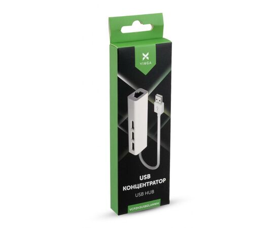 Концентратор Vinga 3xUSB2.0 + RJ45 100Mbps (VCP2H3USB2LANWH), изображение 3 Концентратор Vinga 3xUSB2.0 + RJ45 100Mbps (VCP2H3USB2LANWH), изображение 3