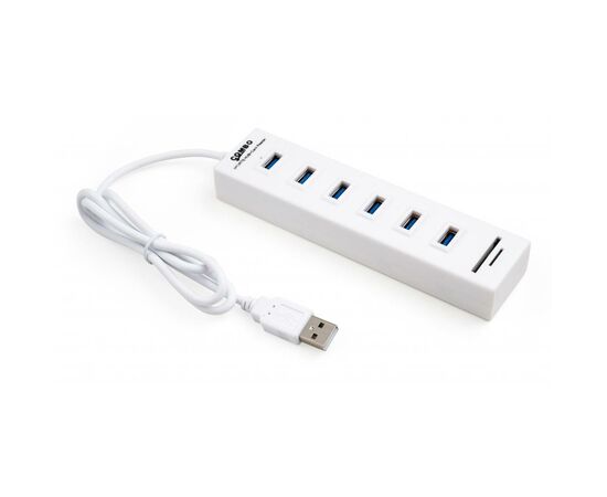 Концентратор Vinga 6xUSB2.0 + card-reader with switch (VCP2H6USBCRSWWH), изображение 2 Концентратор Vinga 6xUSB2.0 + card-reader with switch (VCP2H6USBCRSWWH), изображение 2