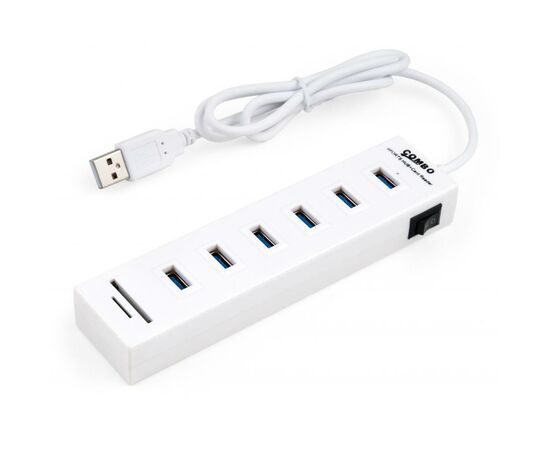 Концентратор Vinga 6xUSB2.0 + card-reader with switch (VCP2H6USBCRSWWH)