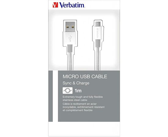 Дата кабель USB 2.0 AM to Micro 5P 1.0m silver Verbatim (48862), зображення 3 Дата кабель USB 2.0 AM to Micro 5P 1.0m silver Verbatim (48862), зображення 3
