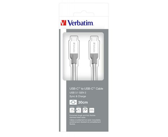 Дата кабель USB 3.1 Type-C to Type-C 0.3m Verbatim (48867), зображення 6 Дата кабель USB 3.1 Type-C to Type-C 0.3m Verbatim (48867), зображення 6