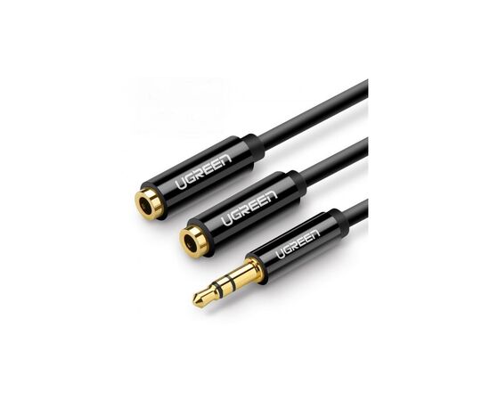 Кабель мультимедійний 3.5mm M to 2x3.5mm F 0.2m AV134 (Black) Ugreen (20816)