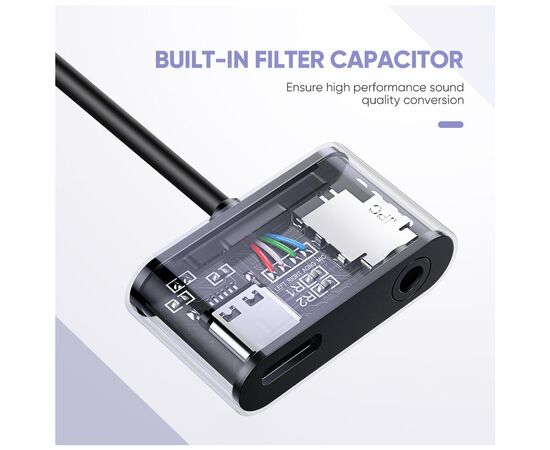 Концентратор Hub Type-C M to 3.5mm F+Type-C F Adapter CM193 (Gray) Ugreen (50596), изображение 7 Концентратор Hub Type-C M to 3.5mm F+Type-C F Adapter CM193 (Gray) Ugreen (50596), изображение 7