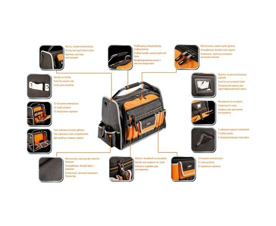 Сумка для инструмента Neo Tools кофр 44 кармана, полиестер 600 D (84-301), изображение 2 Сумка для инструмента Neo Tools кофр 44 кармана, полиестер 600 D (84-301), изображение 2