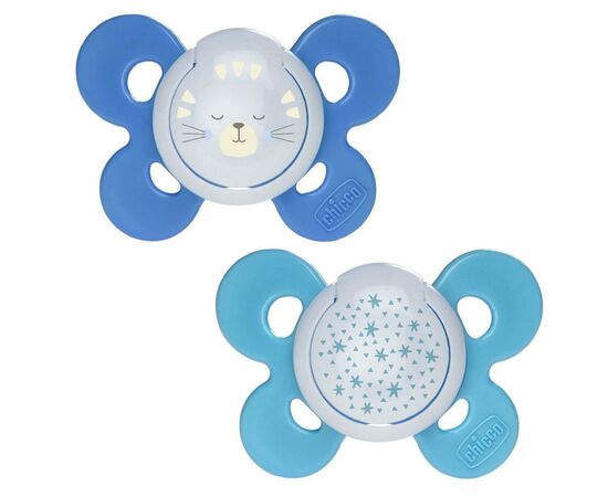 Пустышка Chicco Physio Comfort силиконовая 16-36 мес 2 шт с футляром люмин г (74935.42.00.00)
