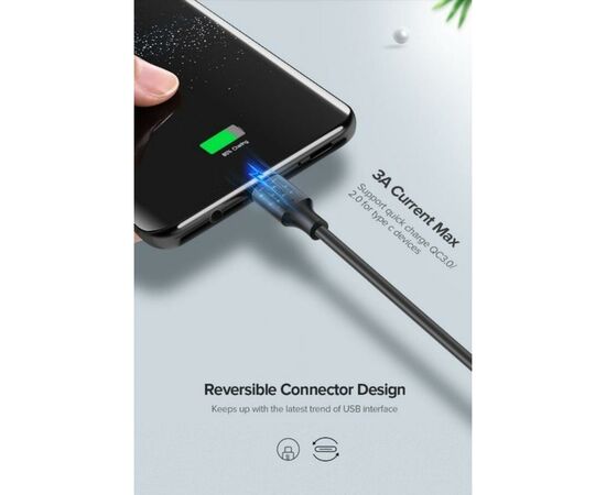 Дата кабель USB 2.0 AM to Type-C 1.0m US287 Black Ugreen (60116), изображение 4 Дата кабель USB 2.0 AM to Type-C 1.0m US287 Black Ugreen (60116), изображение 4