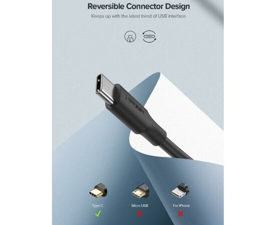 Дата кабель USB 2.0 AM to Type-C 1.0m US287 Black Ugreen (60116), изображение 5 Дата кабель USB 2.0 AM to Type-C 1.0m US287 Black Ugreen (60116), изображение 5